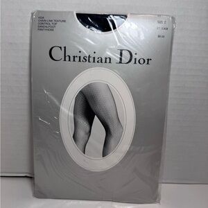 Christian Dior Black Chain Link Texture Pantyhose Control Top‎ Size 2